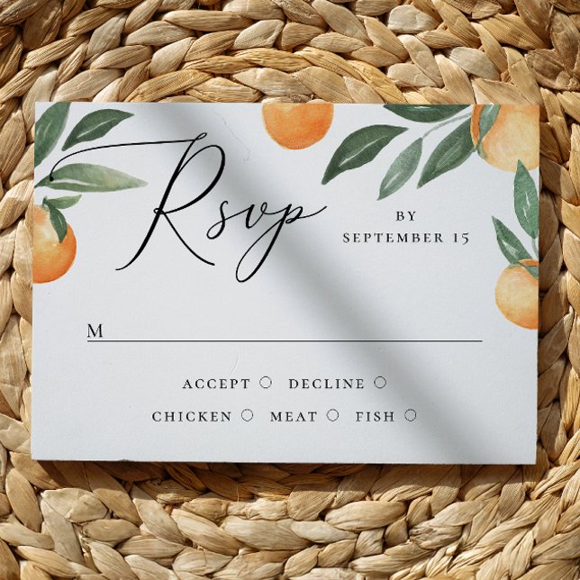 Cartão RSVP Jardim de laranja com aquarela. Casamento floral d (Criador carregado)