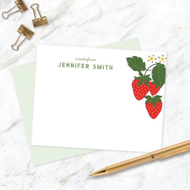 Cartão RSVP Jardim de Morango Doce Personalizado Notecard (Criador carregado)
