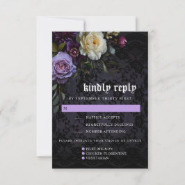 Cartão RSVP Jardim Gótico Roxo Elegante Moody | Opções de refe