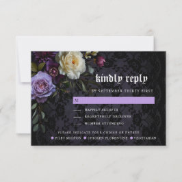Cartão RSVP Jardim Gótico Roxo Elegante Moody | Opções de refe