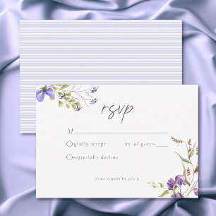 Cartão RSVP Jardim Romântico de Flores Silvestres de Lavanda C