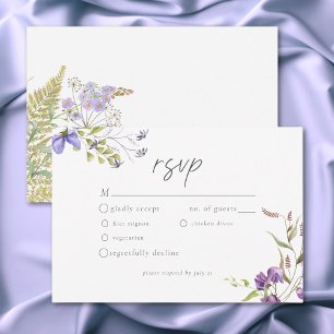 Cartão RSVP Jardim Romântico de Flores Silvestres de Lavanda C