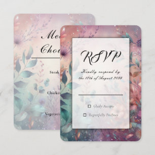 Cartão RSVP Jardim Secreto no Brilho Noturno de Casamento