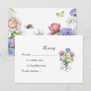 Cartão RSVP Jardim Simples Margarida Primavera Flor Silvestre