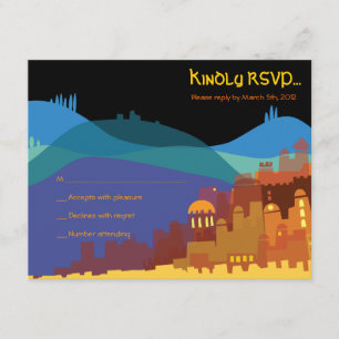 Cartão RSVP JERUSALEM CITY of DOURADO Bar Bat Mitzvah Reply Ca