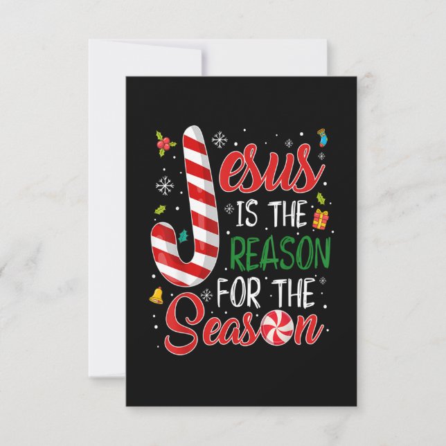 Cartão RSVP Jesus Is The Reason For The Season Christmas Pajam (Frente)