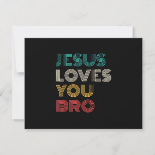 Cartão RSVP Jesus Te Ama Irmão, Faith Cristã Engraçado Retro