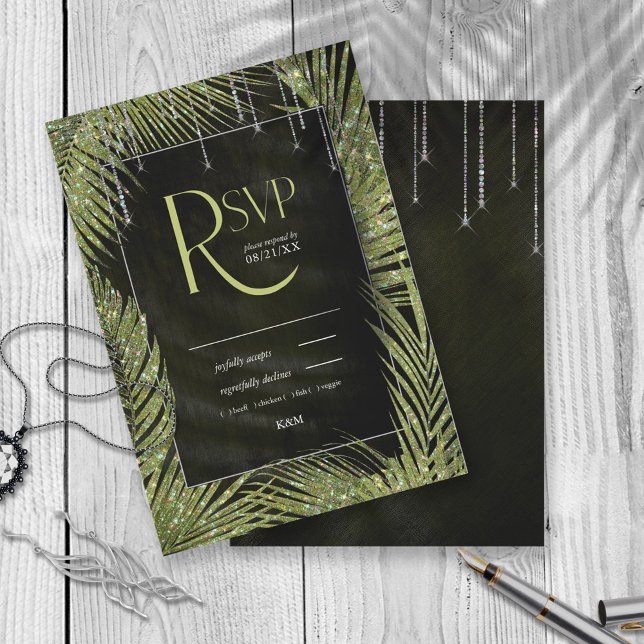 Cartão RSVP Jewel Palm Leaf Green ID830 (Criador carregado)