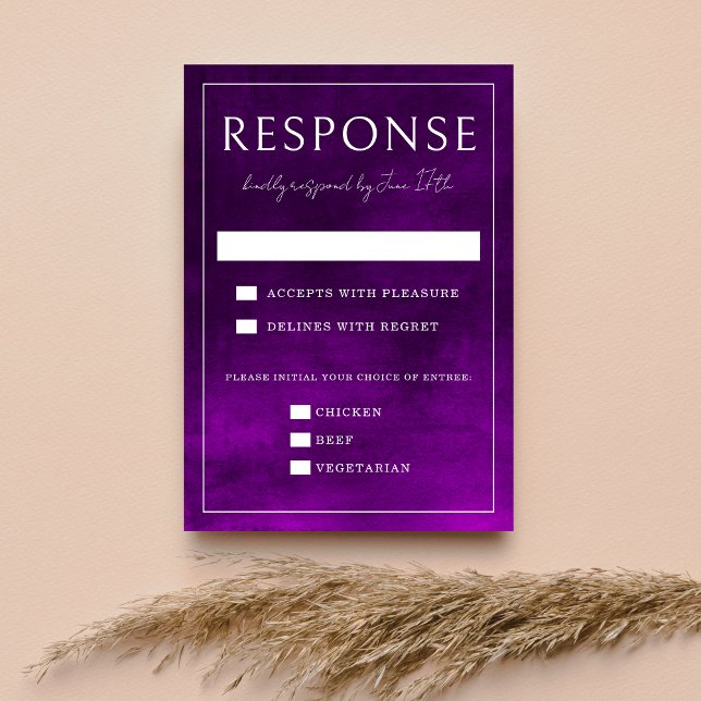 Cartão RSVP Jewel Tone Romance | Amethyst | Casamento (Criador carregado)