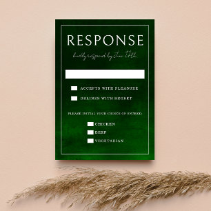 Cartão RSVP Jewel Tone Romance Emerald Casamento