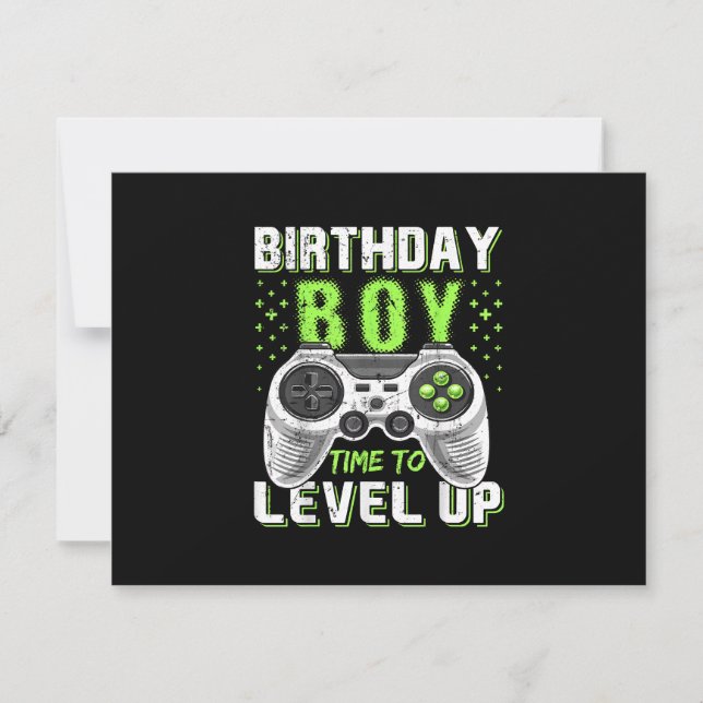 Cartão RSVP Jogo de Vídeo do Birthday Boy Level Up (Frente)