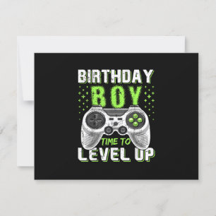 Cartão RSVP Jogo de Vídeo do Birthday Boy Level Up