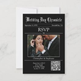 Cartão RSVP Jornal de código QR minimalista personalizado