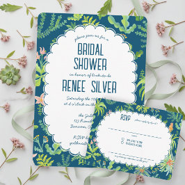Cartão RSVP Jungle Garden Watercolor Custom BRIDAL SHOWER
