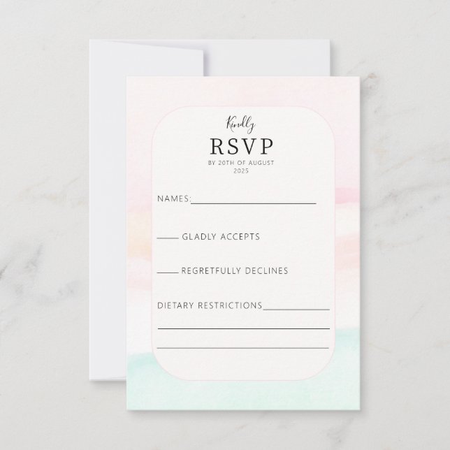 Cartão RSVP Katie - Casamento de Pastel Watercolor (Frente)
