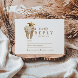 Cartão RSVP Kintsugi Floral Tooth Graduation Party