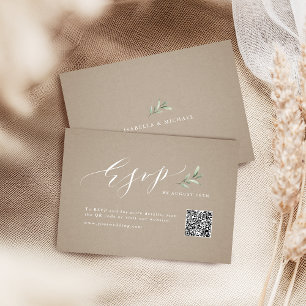 Cartão RSVP Kraft calliografia rustic greenerse casamento
