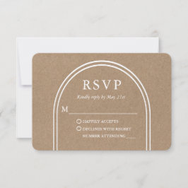 Cartão RSVP Kraft de casamento por arco Na moda moderno