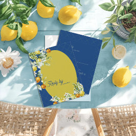Cartão RSVP La Dolce Vita Citrus Luxe Blue Gold Wedding Reply