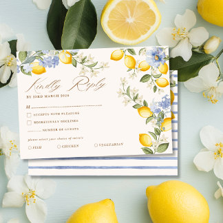 Cartão RSVP La Dolce Vita Lemon Citrus Mediterranean Wedding