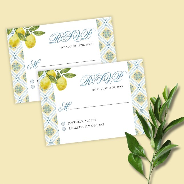 Cartão RSVP La Dolce Vita Lemon Themed Wedding (Criador carregado)