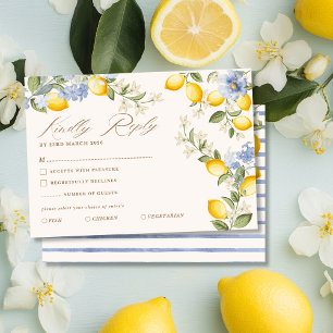 Cartão RSVP La Dolce Vita Limão Cítrico Casamento Mediterrâneo