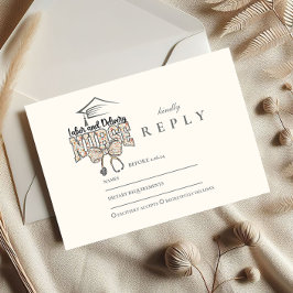 Cartão RSVP Labor and Delivery Nurse Graduation Party