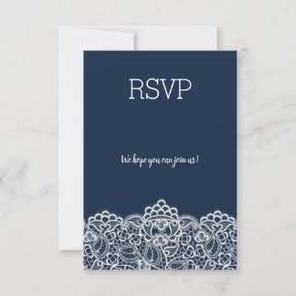 Cartão RSVP lace de marinho elegante em todas as respostas rsv
