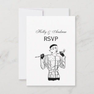 Cartão RSVP Lady Golfer fascinável dos anos 30 com o Golf Clu