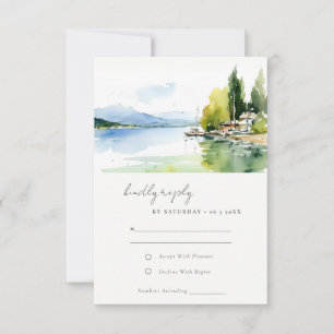 Cartão RSVP Lago de Genebra Suíça Paisagem Cene Casamento