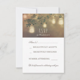 Cartão RSVP Lâmpada de Jarro de Pedra Rústico Ramos Casamento 