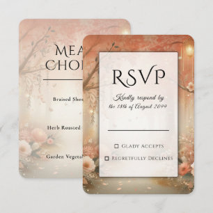 Cartão RSVP Lanterna de Casamento Floresta Encantada Rosa Pêss