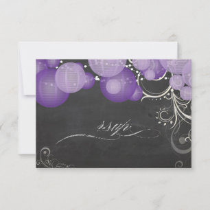 Cartão RSVP Lanternas roxas PixDezines Rsvp+quadro