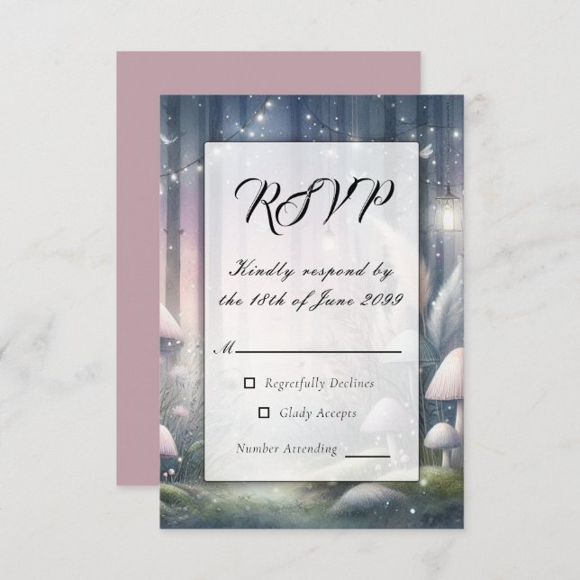 Cartão RSVP Lanternlight Sonha Floresta Encantada (Frente/Verso)