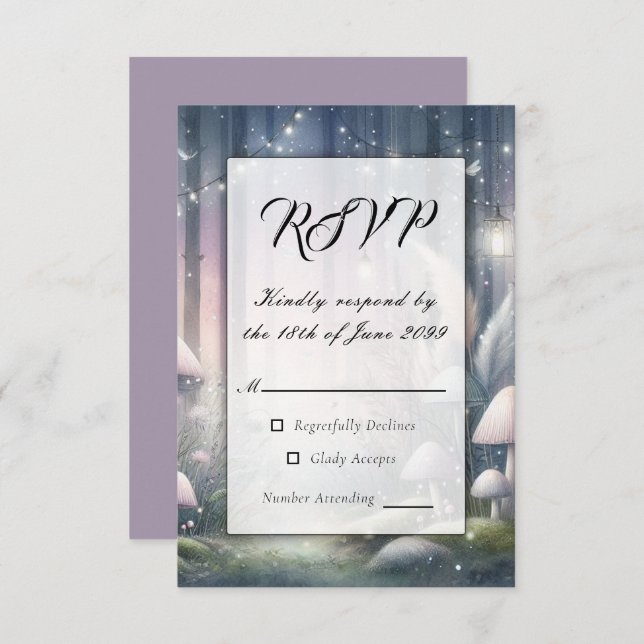 Cartão RSVP Lanternlight Sonha Floresta Encantada (Frente/Verso)