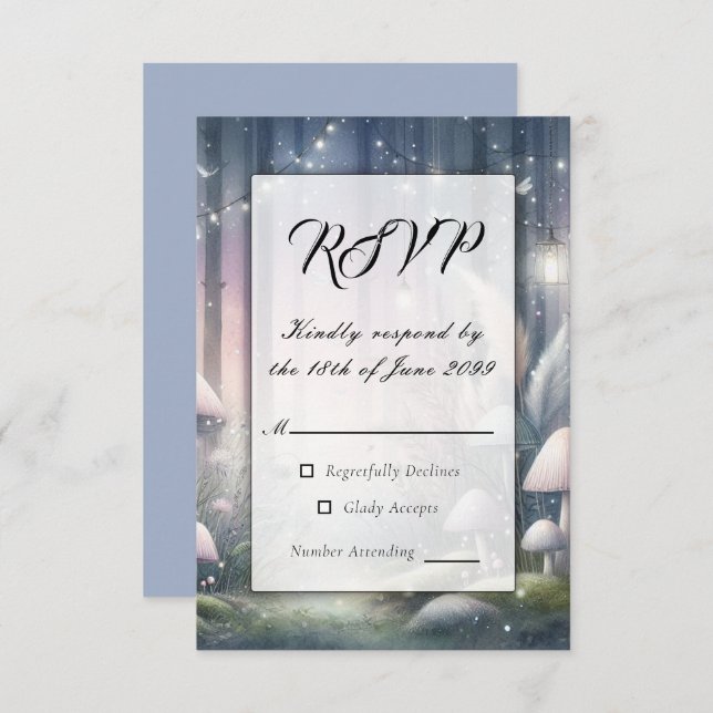Cartão RSVP Lanternlight Sonha Floresta Encantada (Frente/Verso)