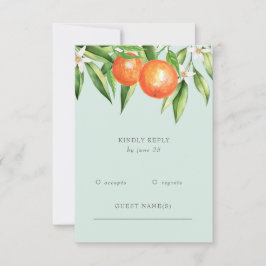 Cartão RSVP Laranja Blossomo Citrus Botanical Wedding