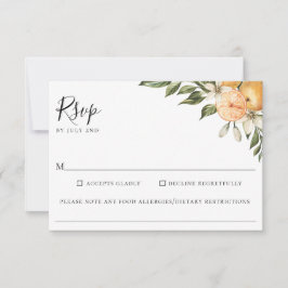 Cartão RSVP Laranja Grove Citrus Alergia de Casamento Comida R