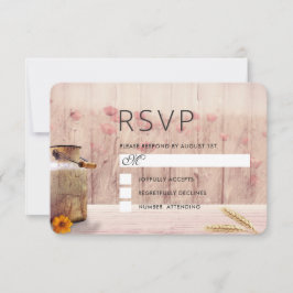 Cartão RSVP Lata de leite russa com Casamento de Trigo e Flore