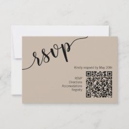 Cartão RSVP Latte Mocha Amor Preto Rótulo Minimalista Casament