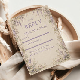 Cartão RSVP Lavanda Botânica Vintage