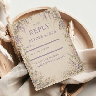 Cartão RSVP Lavanda Botânica Vintage