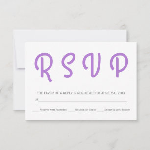 Cartão RSVP Lavanda das bolinhas da tipografia que wedding