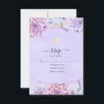 Cartão RSVP Lavanda e Bat Geométrico Floral Dourado Mitzvah<br><div class="desc">Lavanda de Pastel e dourado magro mitzvah rsvp geométrico com acentos de verde azul e etéreo.</div>