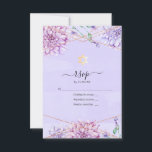 Cartão RSVP Lavanda e Bat Geométrico Floral Dourado Mitzvah<br><div class="desc">Lavanda de Pastel e dourado magro mitzvah rsvp geométrico com acentos de verde azul e etéreo.</div>