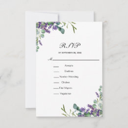 Cartão RSVP Lavanda Eucalyptus Floral Formal Elegante Casament