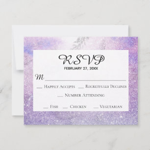 Cartão RSVP *~* Lavanda Floral Casamento Elegante Azul-Brilhan