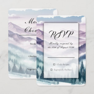 Cartão RSVP Lavanda Frost na Névoa Alpina Casamento