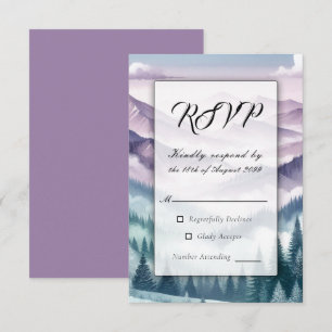 Cartão RSVP Lavanda Frost no Casamento de Névoa Alpina