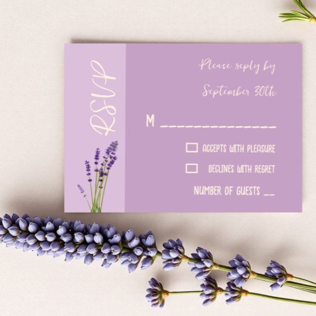Cartão RSVP Lavanda Love Wedding (Criador carregado)
